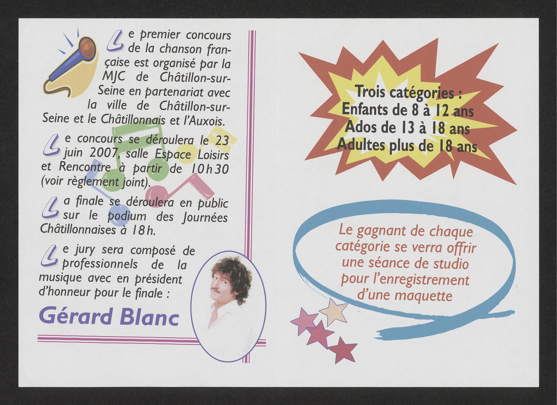 ADCO 264 J 29 : Concours de chanson française organisé par la MJC (2007)